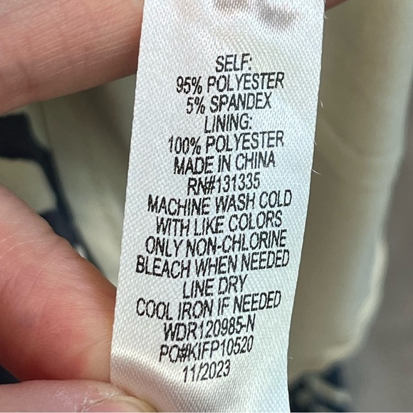 Socialite Midi Dress Blue Cream Geometric Print Bias Cut Size 8 Asymmetric Hem - Picture 10 of 15